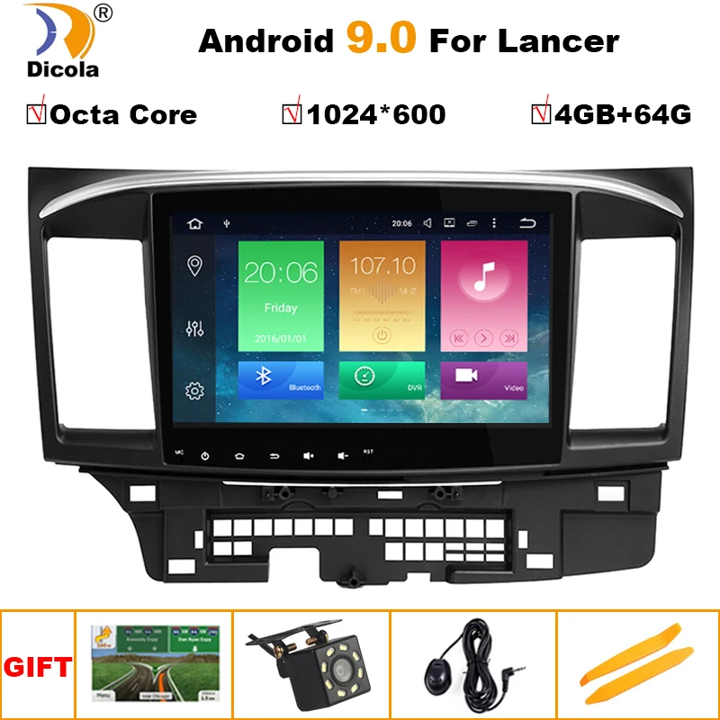 4G+ 64G Octa CoreAndroid 9,0 автомобильный dvd для Mitsubishi Lancer 10,1 дюймов 2008 2009 2010 2011 2012 2013 автомобильный стерео навигатор