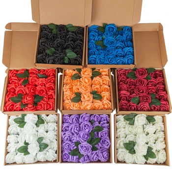 

25pcs High Quality Dark Blue PE Foam Roses Head Fake Flower Handmade Wedding Decoration