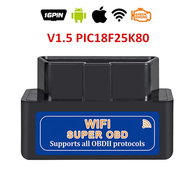 ELM327 1.5 25K80 OBDII ELM327 1,5 ELM 327 V1.5 25K80 OBD 2 диагностический сканер Wi-Fi ELM327 wifi адаптер IOS сканер ELM327 OBD II считыватель кодов - Цвет: ELM327 1.5 25K80