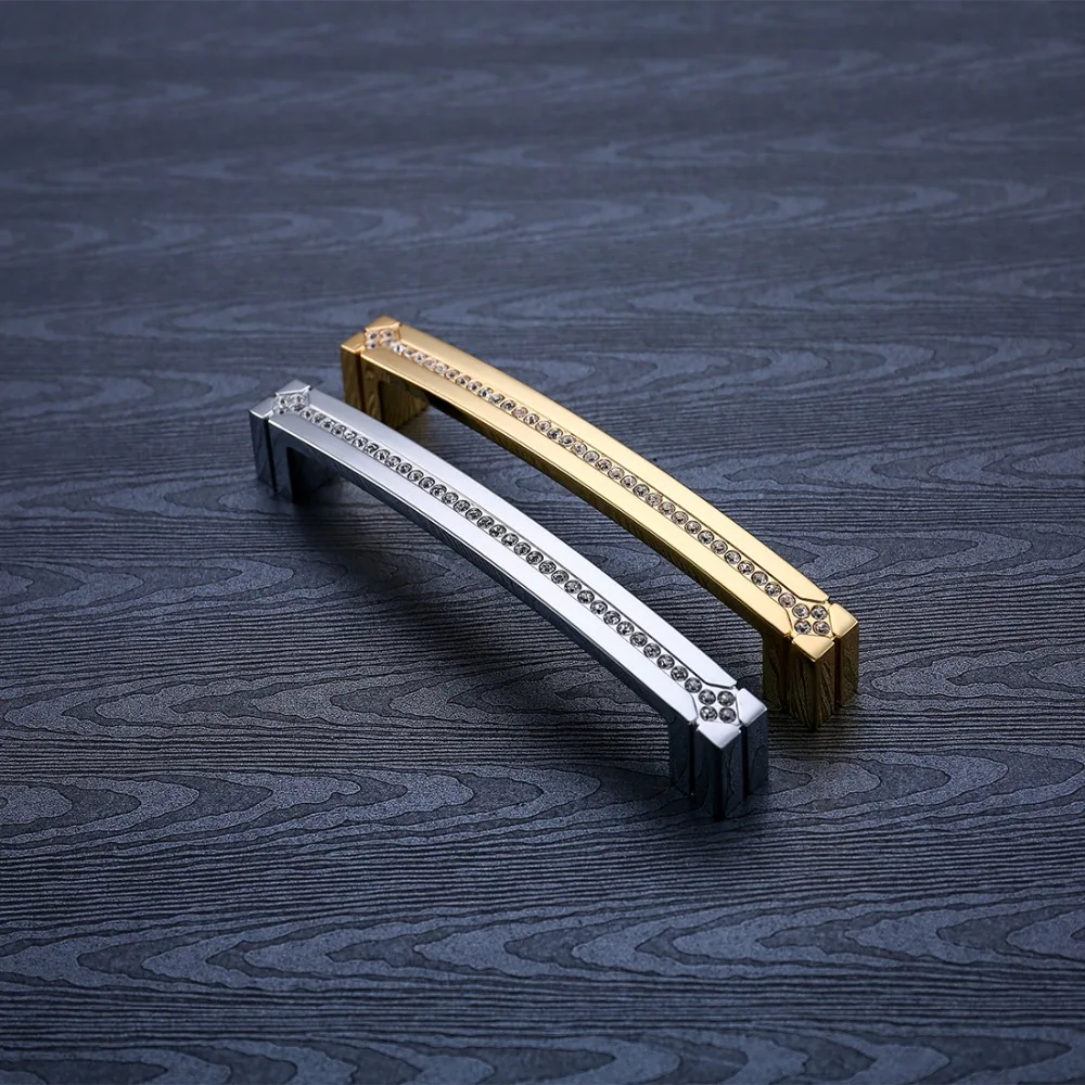 Ручки шкафа 24K настоящее золото Чешский кристалл ручка для дверцы выдвижного ящика мебель ручки для шкафа никогда не выцветает золото и хром