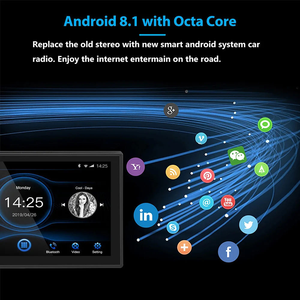 Top stereo receiver autoradio Android 8.1 1DAN 7 inch Bluetooth TF TAM/FM/R.D.S car radio multimidia carro Eight core 4G memory 32G 1