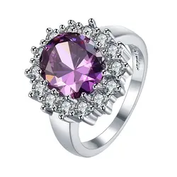 Модные Белые CZ фиолетовый объемный циркониевые кольца женские кольца ювелирные изделия серебро подарок на свадебную вечеринку кольцо R2106