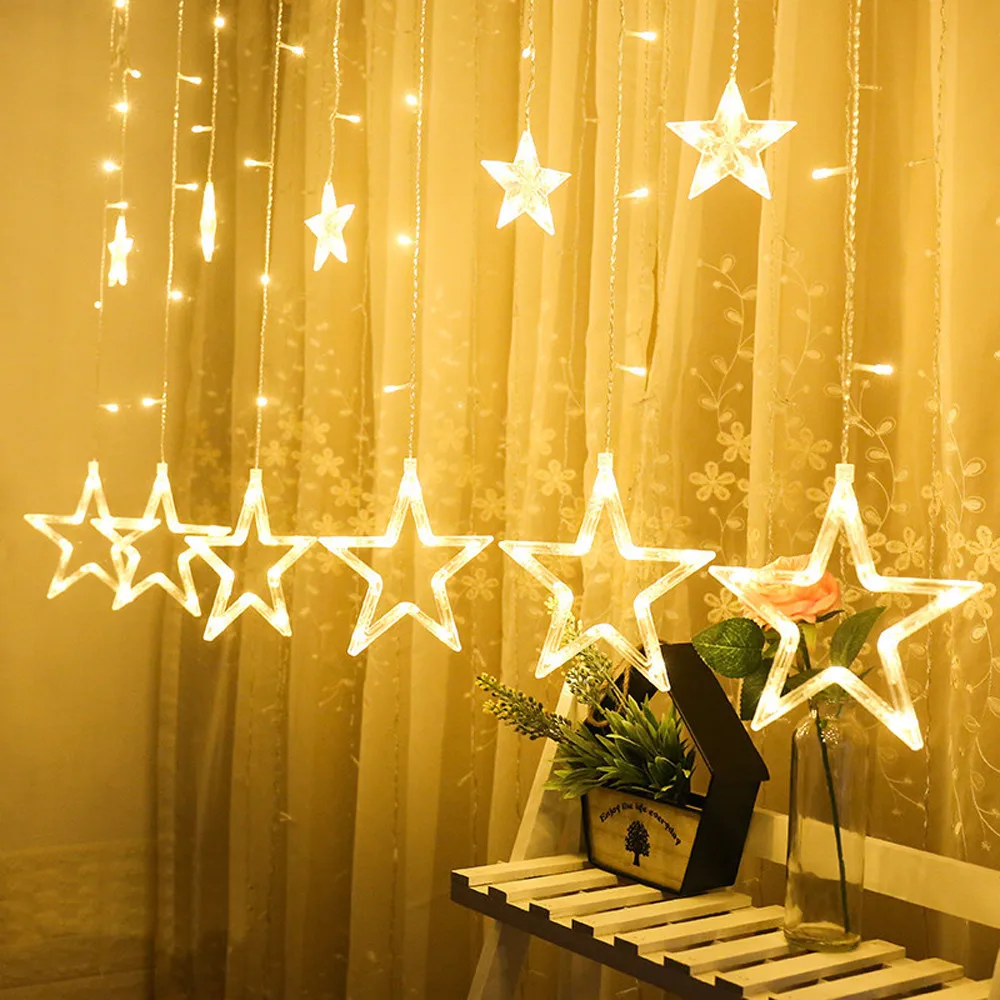 Рождественский подвесной светодиодный светильник со звездами для занавесок, гирлянда для улицы, светильник для праздника, свадьбы, вечеринки, спальни, сказочный светильник s Decoration f814