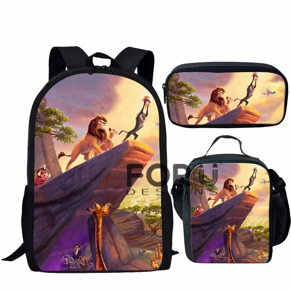 LH1091CGK FORUDESIGNS Mochilas детский рюкзак Король Лев Сумка школьная книга сумки Simba принт мультяшный рюкзак для детей девочек мальчиков сумка - Цвет: LH1091CGK
