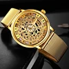 Mens Fashion Hollow Watches Men Business Watch Male Stainless Steel Mesh Belt Skeleton Quartz Wrist Watch relogio masculino 4