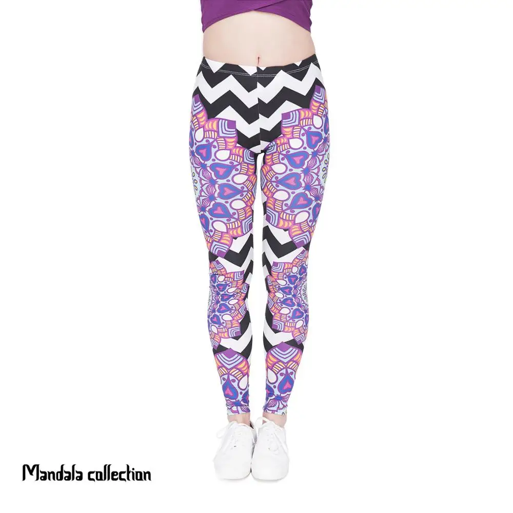 2019 Autumn Women Leggings Fresh Lotus Digital Print Woman Leggins Aztec Round Ombre Fitness Workout Plus Size Legging