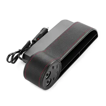 

Car Seat PU Leather Side Pocket Car Seat Storage with 2 USB Chargers and 2 Light E7CA