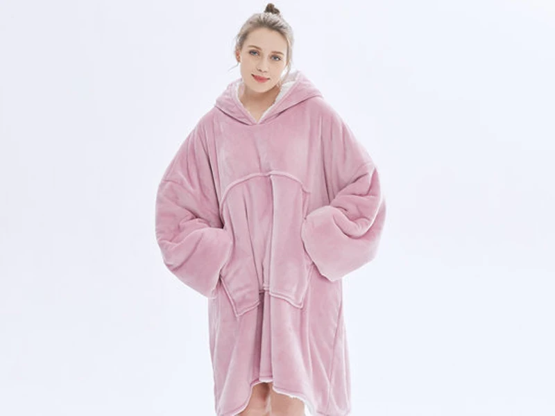 light pink Мягкий толстый свитер с капюшоном, Одеяло Унисекс с гигантским карманом для взрослых и детей, флисовое утяжеленное одеяло s для кровати, для путешествий, дома - Цвет: light pink