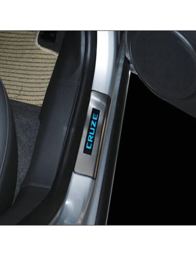 

For Chevrolet Cruze LED Cold Light 09-14 Door Threshold Bar Welcome Pedal Sill Scuff Plate Guard Modification Car Decoration