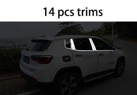 14 pcs trims Нержавеющая сталь окна автомобиля планки для джип компас 2-го поколения - Цвет: 14 pcs trims