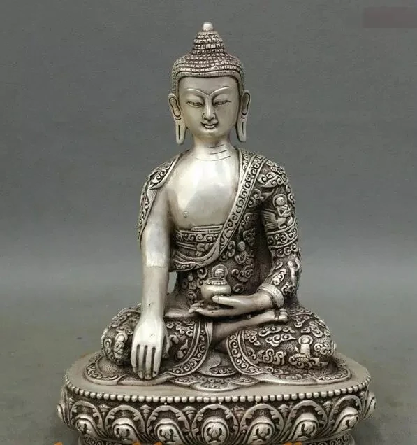 Estatua De Buda Vajra Y Campana Vajrasattva Dorje Sempa, Bronce Plateado, Tibetano, Cina, 14Cm, Envio Gratis