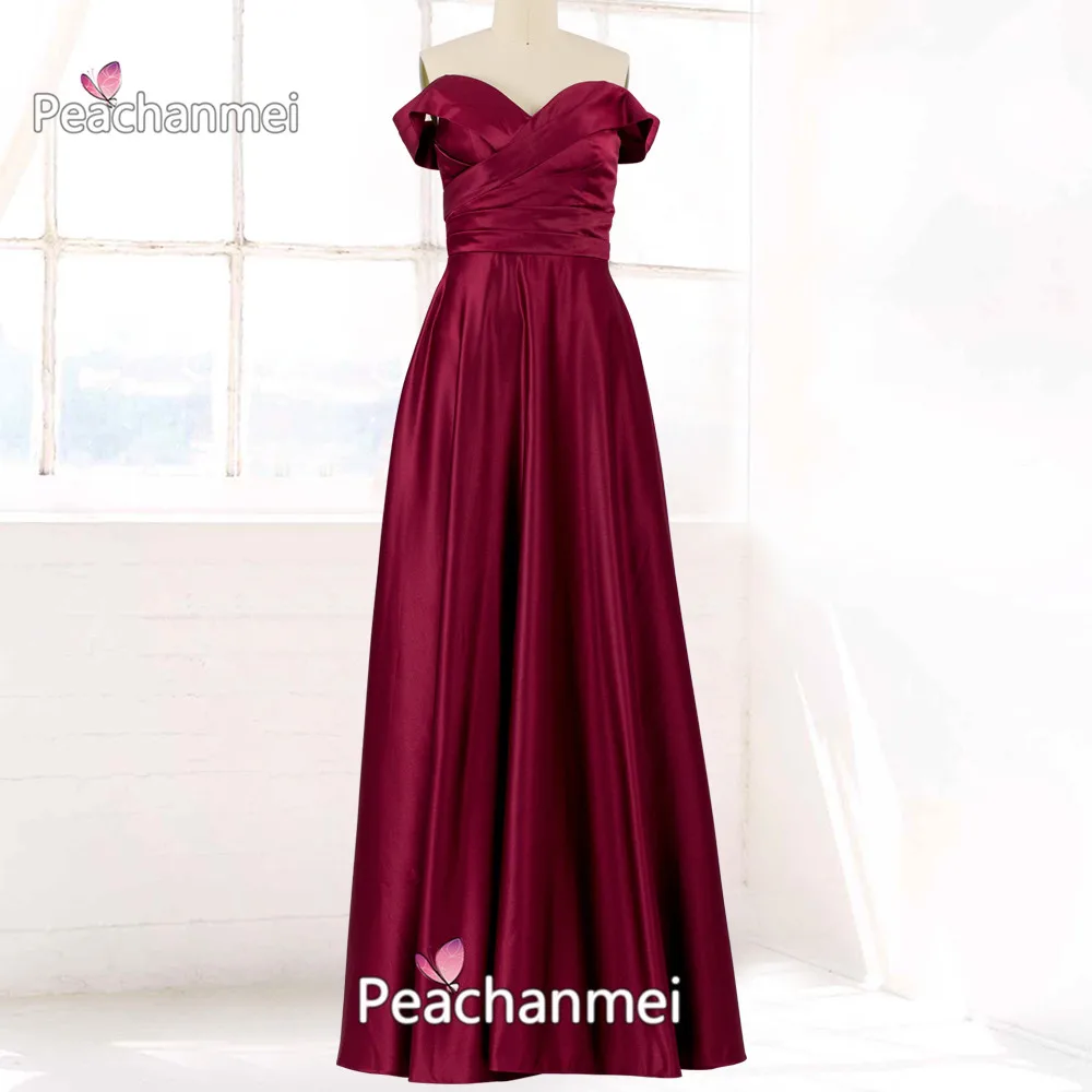 

Real Photo Formal Evening Dress Long Satin Off The Shoulder Robe De Soiree Prom Dress A Line Backless Elegant Sexy Ball Gowns