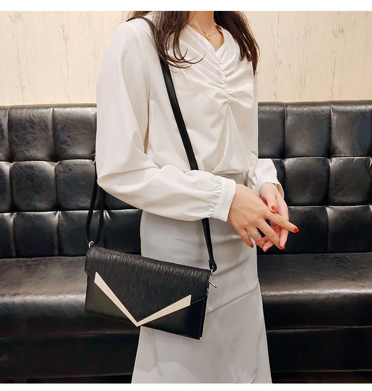 Ladies Luxury PU leather Envelope Clutch Bag Fashion Designer Women Wedding Party Shoulder Bag Simple Black Handbag Purse Silver (3)