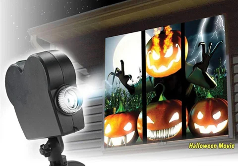 Страшные ночи Хэллоуин голографический проектор Хэллоуин Вечерние огни 12 фильмов окно страна чудес фильм проектор Прямая поставка