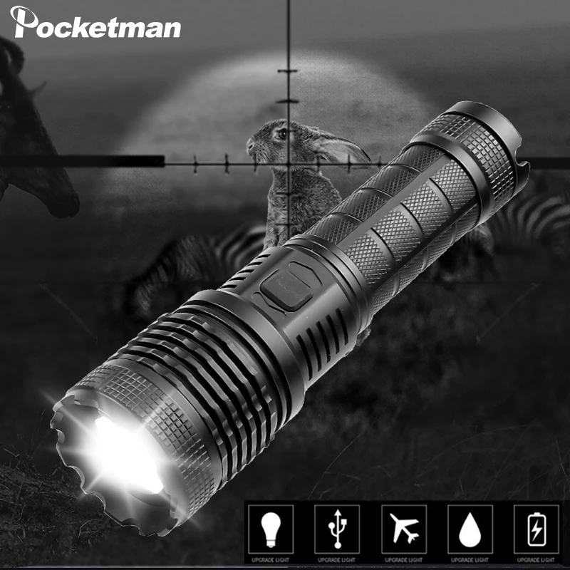 

Most powerful XHP70 LED hunting flashlight USB charging L2 torch hand lamp zoom waterproof lanterna use 18650/26650 for camping