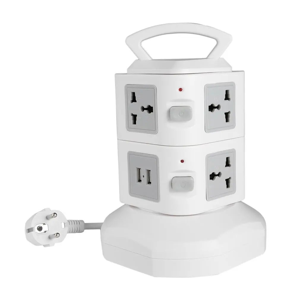 2 ПК+ АБС защита от перегрузки от грома 7 розеток 2 usb порта 2 слоя розетки ЕС защита от перенапряжения плата питания 2500 Вт - Цвет: 2