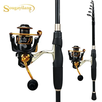 

Sougayilang 1.8-2.4m Telescopic Rod and 13+1BB Reel Set and 99% Carbon Fiber Fishing Rod Wheel Set Fishing Tacke Set Pesca