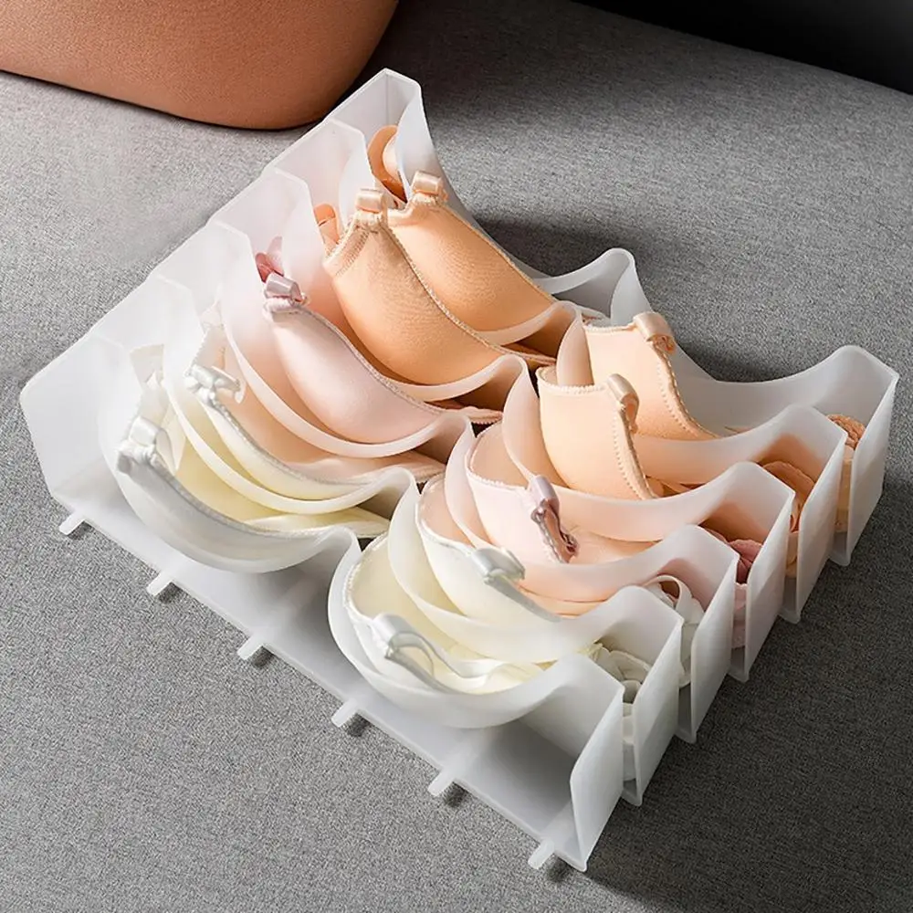 Bra Box Closet Underwear Organizer Drawer Divider Plastic Bras Underwear 6pc#2S30 - Цвет: White