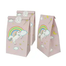 

12pcs Unicorn Paper Gift Bags catering west point candy packaging bag Birthday party decor Supplies oil-proof packaging bag