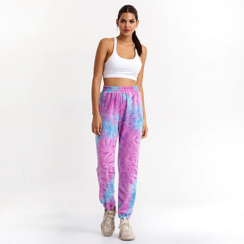 BOOFEENAA Tie Dye модные Беговые брюки в повседневном стиле женские уличные спортивные штаны с высокой талией женские брюки осень-зима C54-AE11