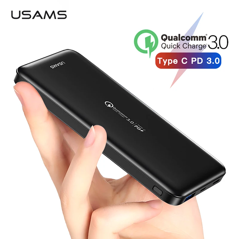 USAMS power Bank 10000mAh PD QC3.0 bank для iPhone Xiaomi Quick Charge 3 0 Портативный внешний аккумулятор HUAWEI