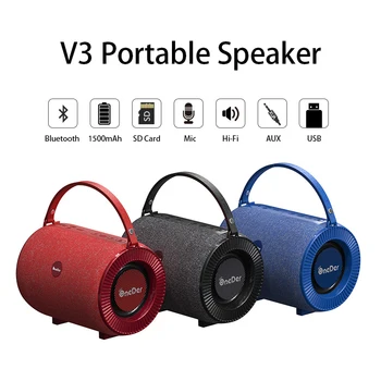

V3 Mini Bluetooth Speaker Portable Stereo Speakerphone FM Radio Music Wireless Subwoofer Column TF AUX USB Computer Speakers
