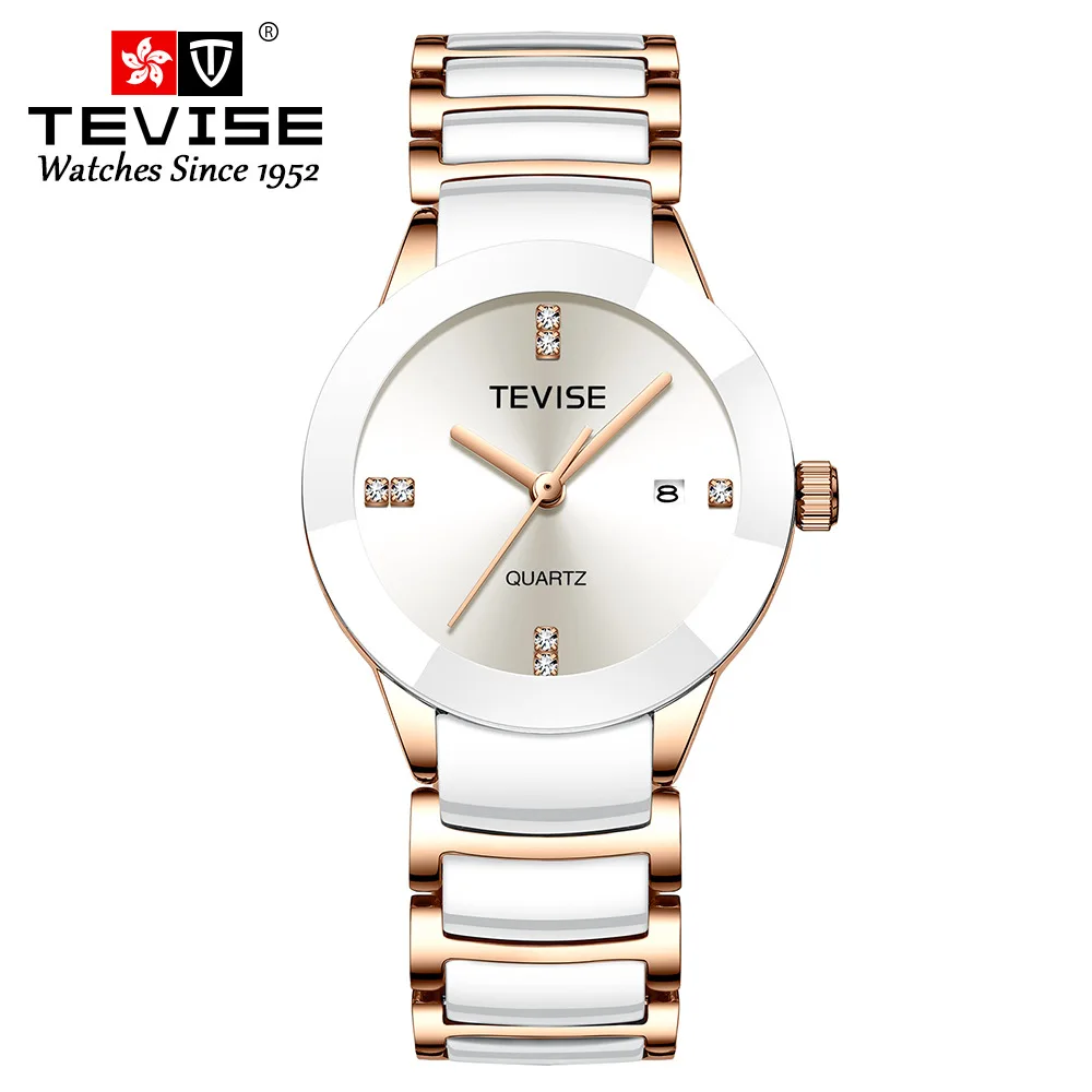 Women-White 2 Мужские часы бренд Tevise мужские повседневные керамические часы Мужские кварцевые часы мужские стальные водонепроницаемые наручные часы relogio masculino - Цвет: Women-White 2
