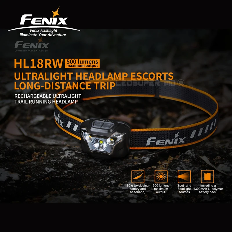 Двойной светильник источников Fenix HL18RW Перезаряжаемые кроссовки для бега фары с