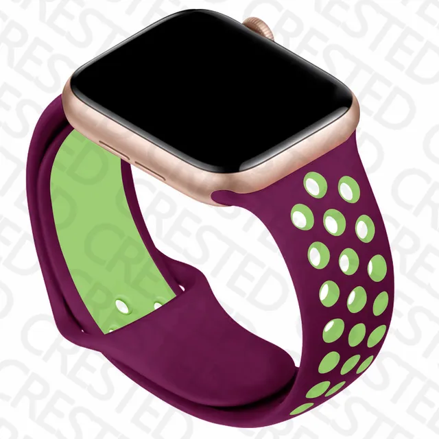 Silicone Strap For Apple Watch band 44mm 40mm iWatch 38mm 42mm Smartwatch watchband Bracelet Apple Watch 6 SE 5 4 3 Accessories purple green 5