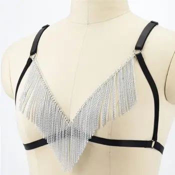 

Elasticity Adjustable Color Metal Tassel Body Chain Sexy Beach Party Bra Body Chain Jewellery for Women Accessories