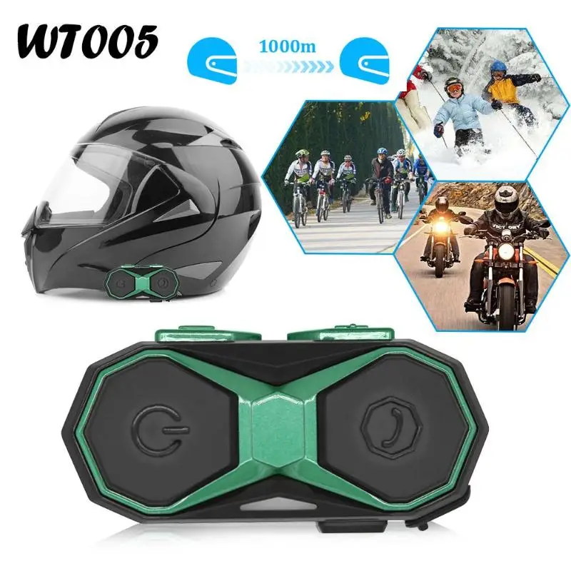 3,0 Hands-free WT005 мотоциклетный шлем гарнитуры Водонепроницаемый 1000 м беспроводной bluetooth FM Музыкальный домофон