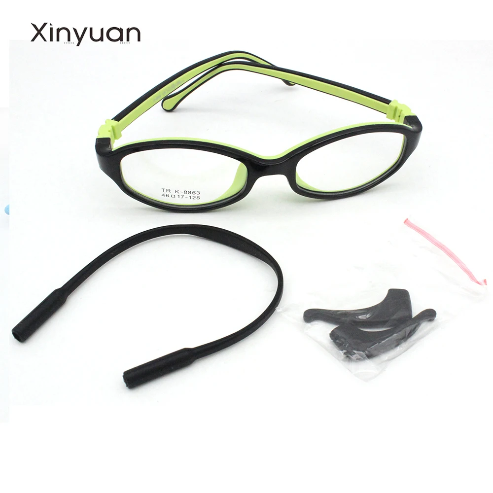 

8863 Detachable Rubber Leg Kid Glasses Eyeglasses Frames Optical Eyewear for Children No Screw Safe with rope TR Anti-blue lens