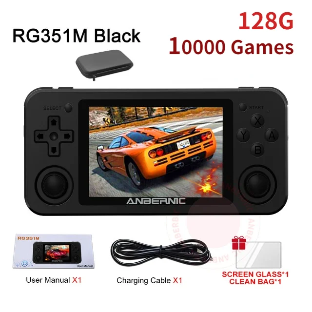 128G ANBERNIC RG351MP RG351M Retro Game Console PS1 Emulator Aluminum Alloy Shell 3.5" IPS Screen Handheld Portable Console gift 