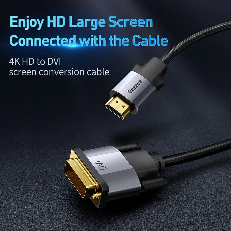 Baseus 4KHD DVI к HDMI Calbe мужчин и женщин двухсторонний HDMI к DVI адаптер конвертер для PS4 PC HDTV проектор
