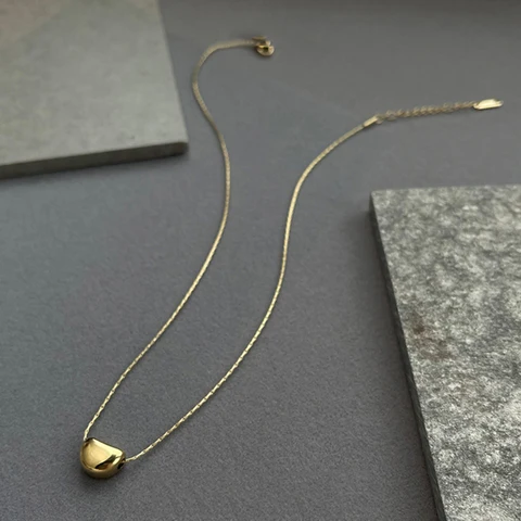 and American Simple Golden Pea Stainless steel Short Necklace For Woman Korean Fashion Jewelry Girl's Sexy Neck Chain