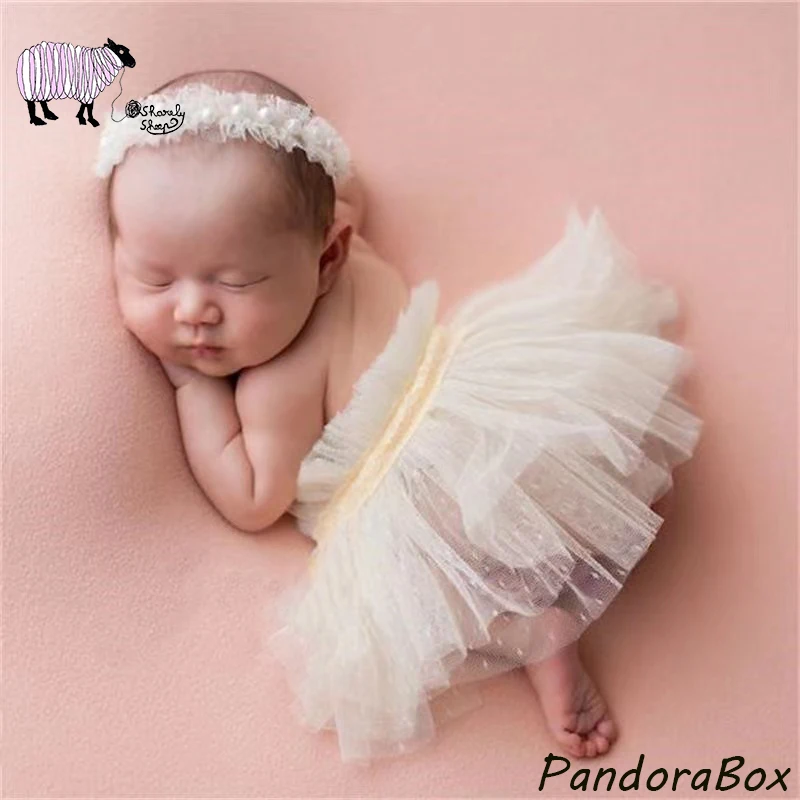 

Newborn Photography Props Clothes Infant Baby Girl Photo Shoot Posing Lace Dress+Headband Outfits Set foto Shooting Costume Gift