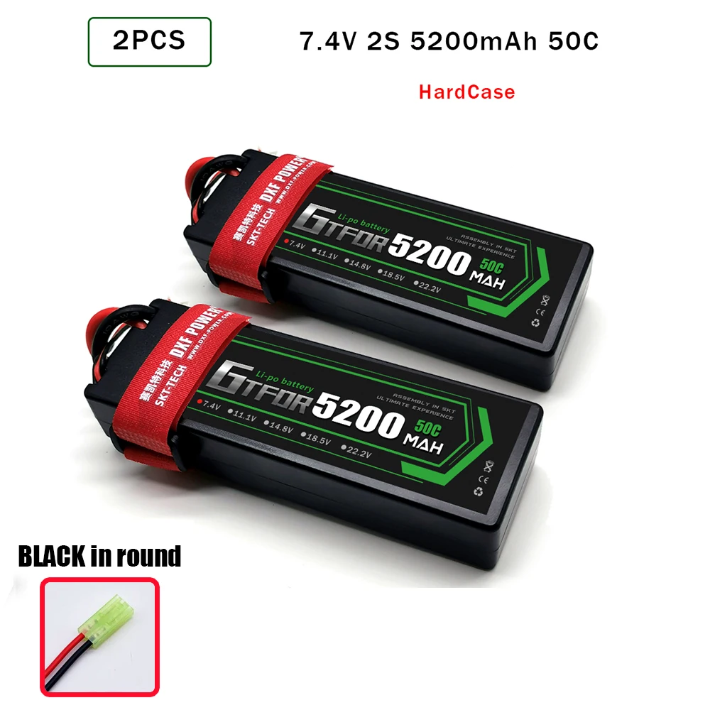 2PCS2S5200hardBlack GTFDR Батарея Lipo 2S 4S 7,4 V 14,8 V 5200 7000mah 6500 45C 60C 100C MAX 200C Жесткий Чехол для 1:8 1:10 RC багги Truggy автомобиля - Цвет: 2PCS2S5200hardBlack