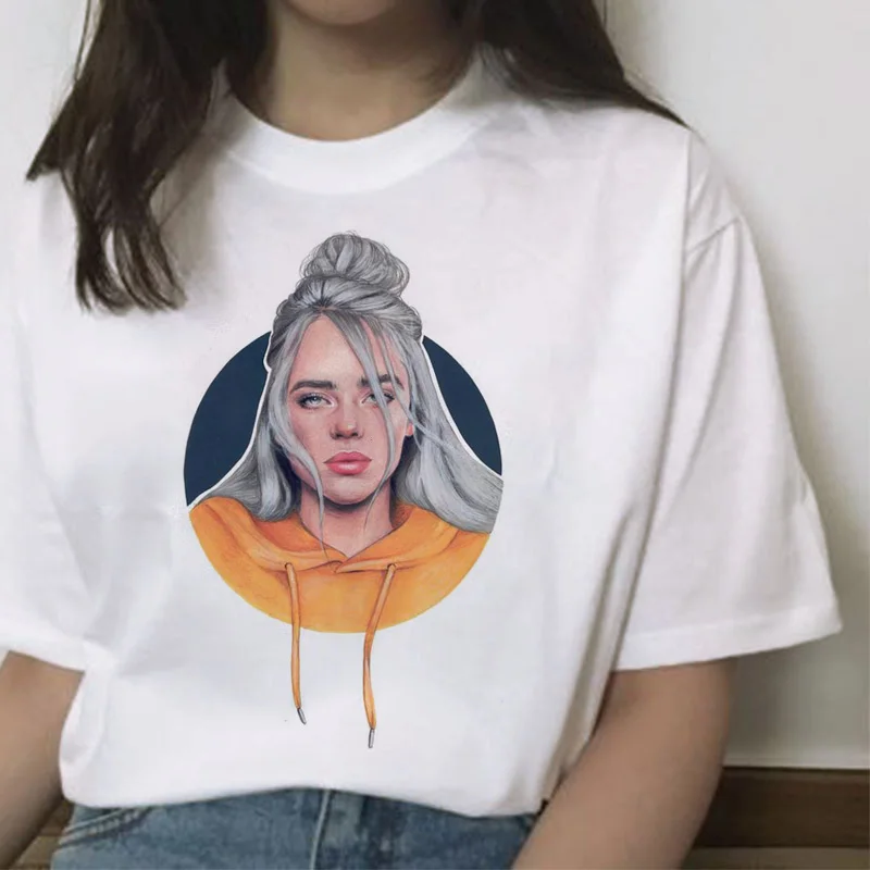 Billie eilish Футболка женская хип-хоп топы Новая забавная модная футболка harajuku ulzzang 90s гранж уличная футболка Повседневная Женская - Цвет: 20489