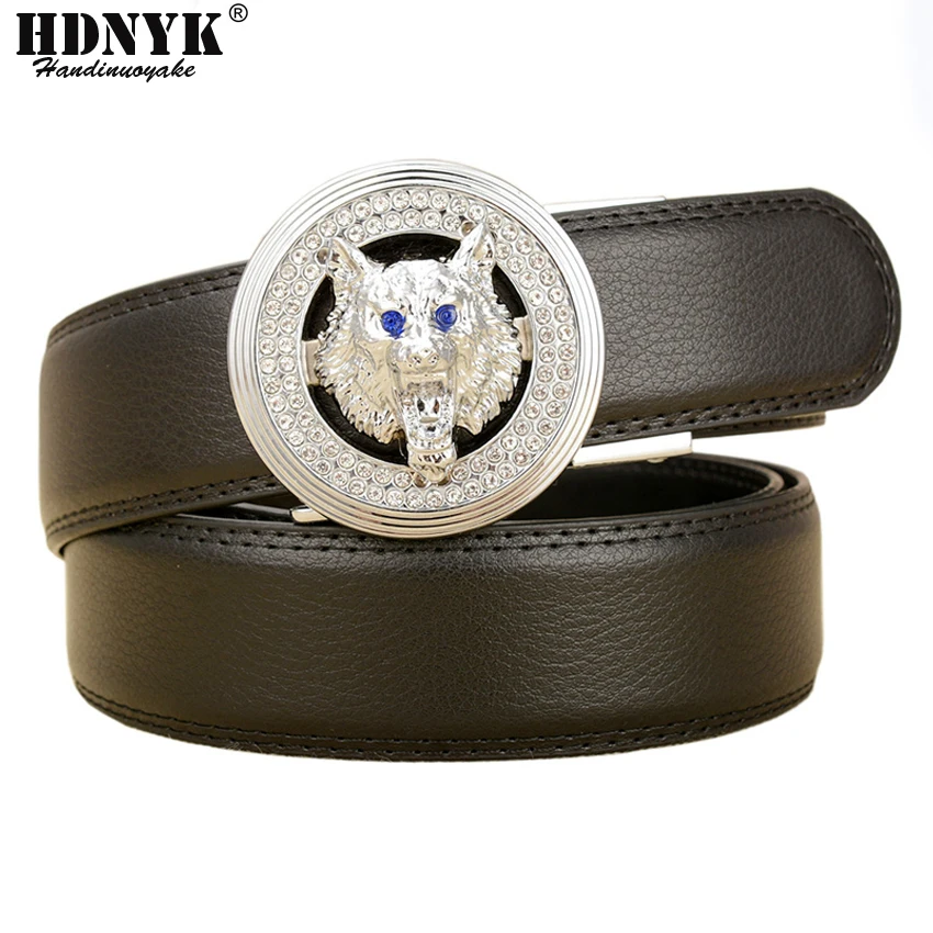 

2019 New Wolf Brand Designer Belts Men High Quality Automatic Belt Men Leather Girdle Casual Waist Strap With Wolf Heah Buckle
