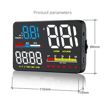 

HUD OBD2 front up 4 inch display LED windshield projector scanner speed warning fuel data diagnostic tool