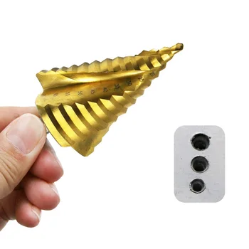 

Step drill reamer 4241 titanium plated triangular shank spiral groove step drill 6-65mm steel plate bit