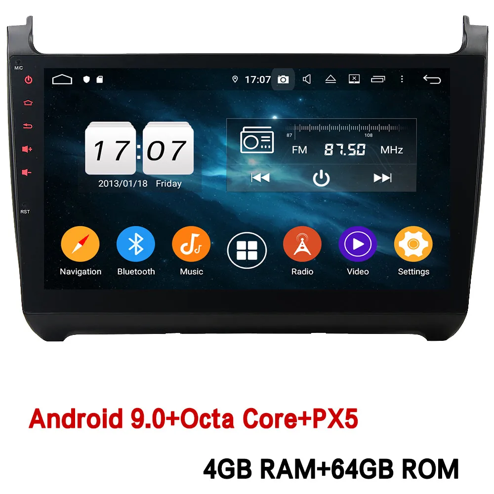 4GB RAM x 64GB ROM Klyde 10," ips 4G Android 9,0 Восьмиядерный 4 Гб ОЗУ 64 Гб ПЗУ DSP BT автомобильный DVD мультимедийный плеер стерео для Volkswagen Polo 2008 - Цвет: 4GB RAM x 64GB ROM