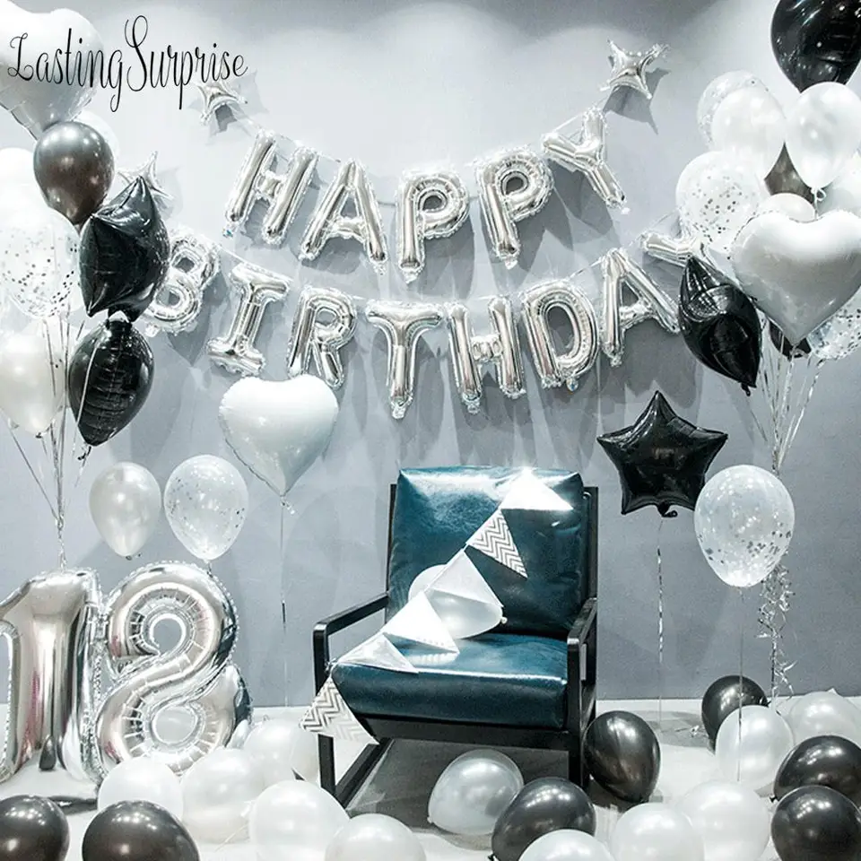Ballons Etoiles Pour Anniversaire Noir Et Blanc Pour Decor De Salle Pour Anniversaire Tout Pour La Nouvelle Annee 19 Balles Aliexpress