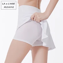 Новое поступление, летние спортивные брюки-кюлоты с карманами, быстросохнущие, для йоги, анти-освещение, тонкая сумка, хип-юбка, шорты для йоги