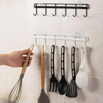 

Punch-Free Strong Hook Wrought Iron Kitchen Utensils Hook Wall Hanging Nail-Free Load-Bearing Seamless Glue Hook 6 Hook