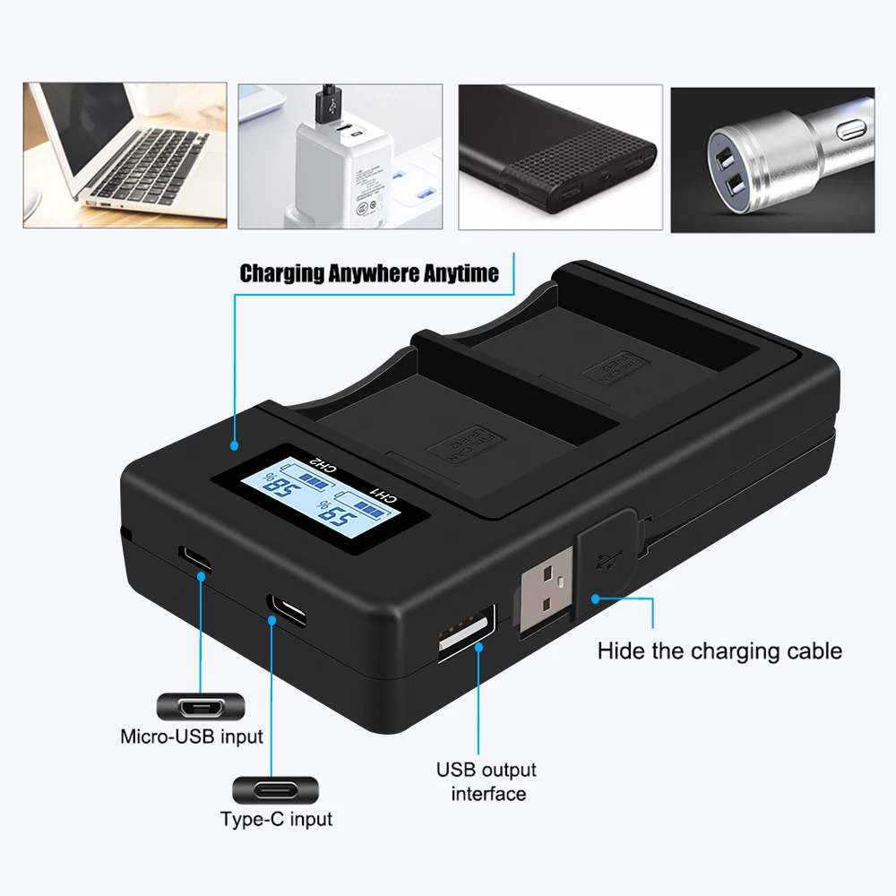 LP-E12 LP E12 LPE12 Li-ion Battery+LCD USB Dual Charger for Canon EOS M50 EOS M100 100D Kiss X7 Rebel SL1 rechargeable battery charger rechargeable battery camera battery charger camera battery