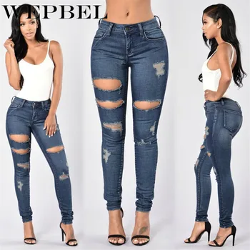 

WEPBEL New Jeans Arrival Women's Fashion Pants Skinny Jean Legging Slim Fit Womens High Waisted Ripped Causal Jean Pecil Pants