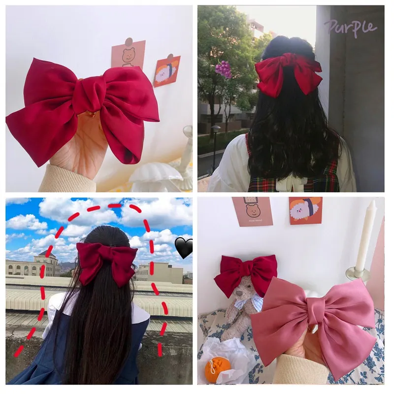 VKME Fashion Big Bow Hairpin Cute Red Barrette Pink Hair Clip Women Girls BB Hairgrip Korean Oversize Floral Hair Accessories hair accessory hair clip pearl hairpins