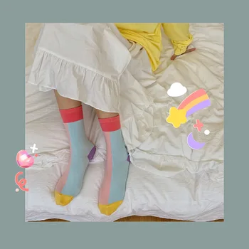 

SP&CITY Colored Rainbow Harajuku Cotton Socks Women High Quality Ins Trendy Cool Print Socks Cute Fashion Casual Low Socks