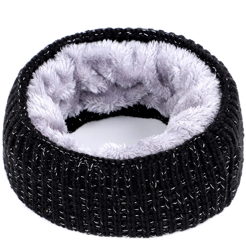 Черный Men's Hat Girls Hat Collar Children's Winter Warm Hat - Цвет: Черный